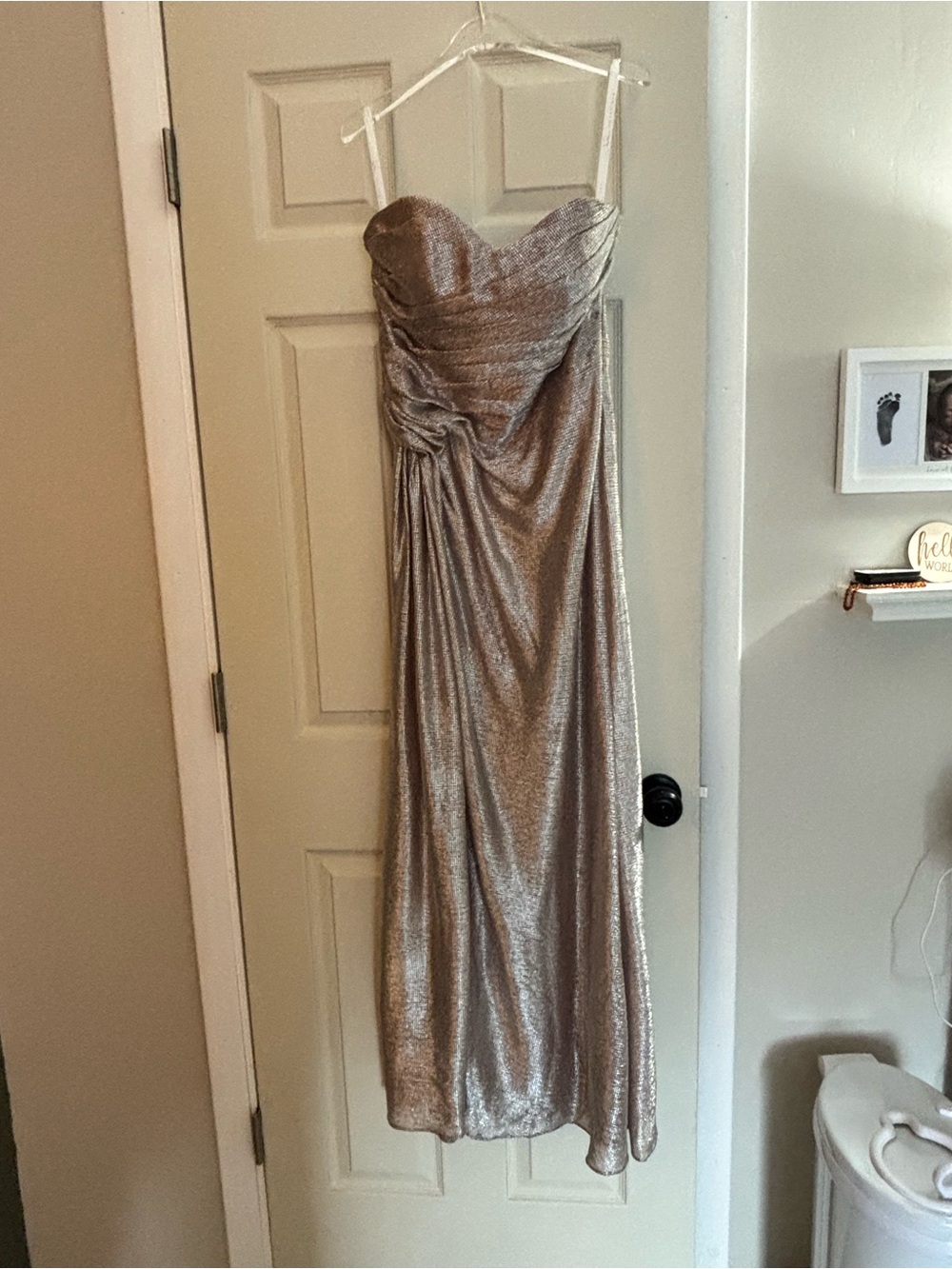 Strapless Metallic Gown (blush)